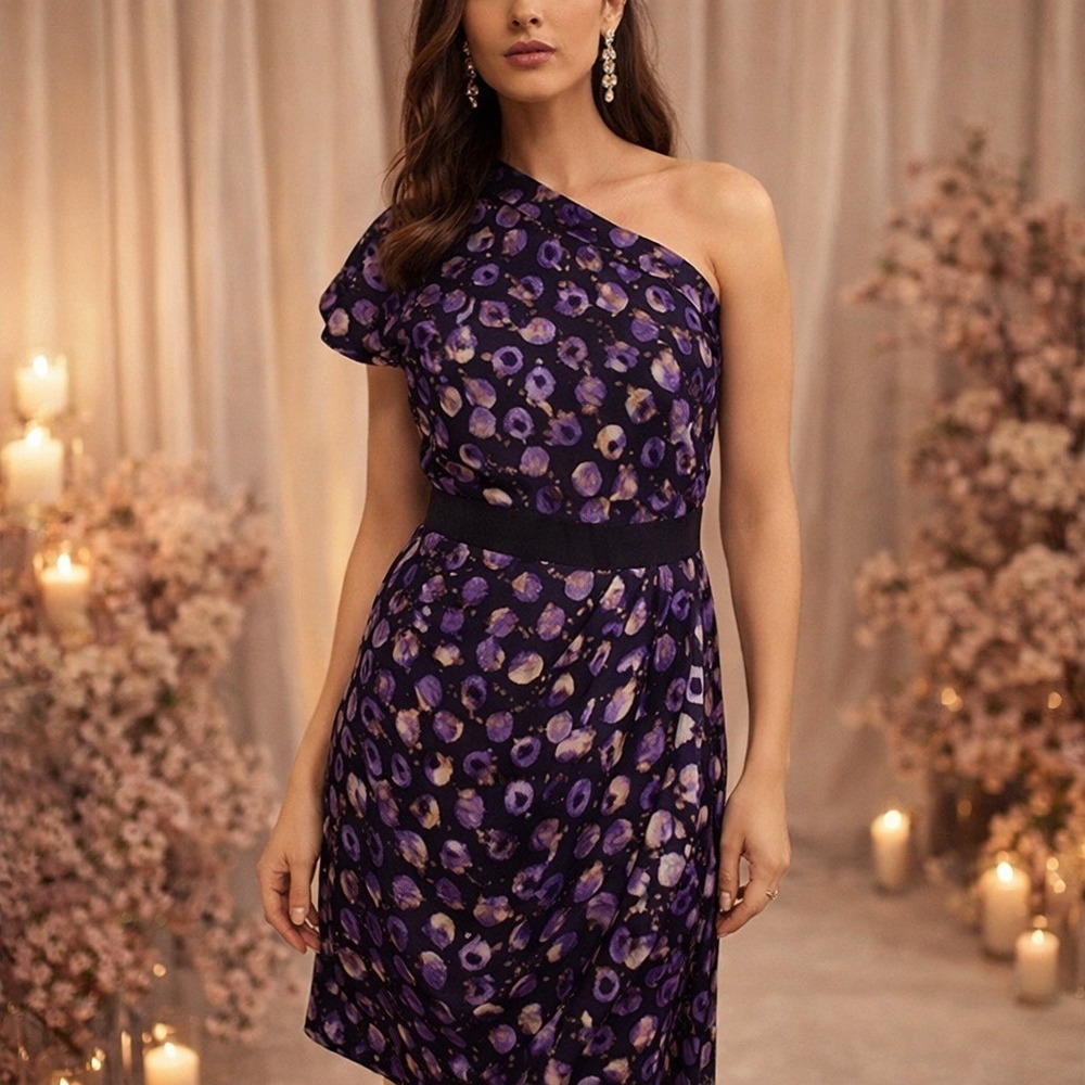 Sachin + Babi for‎ Ankasa Frenchie Dress 6 Silk Purple 1 Shoulder Cocktail Party
